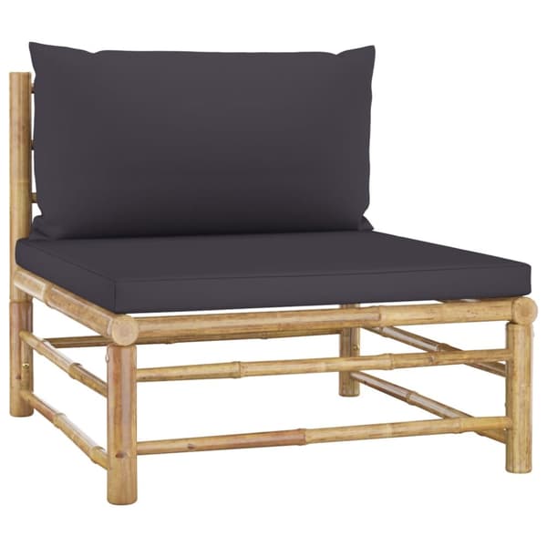 The Living Store Loungegrupp för trädgården med mörkgrå dynor 7 delar bambu - Utemöbelgrupper