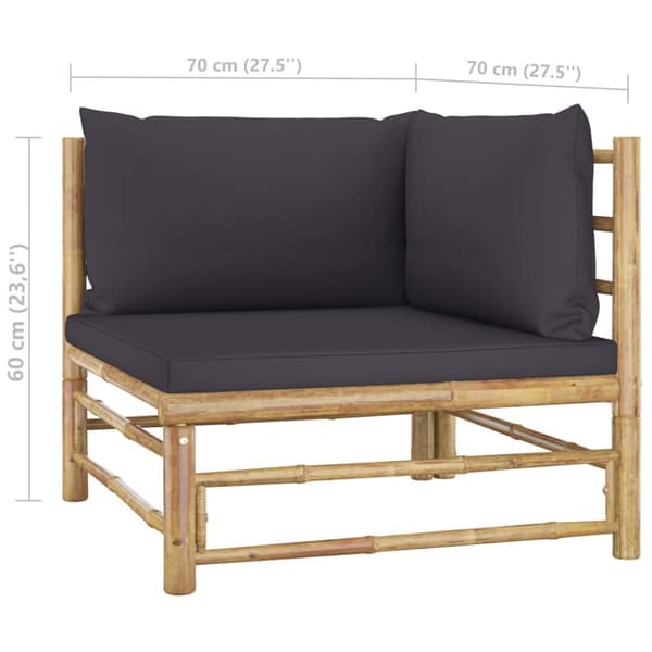 The Living Store Loungegrupp för trädgården med mörkgrå dynor 7 delar bambu - Utemöbelgrupper