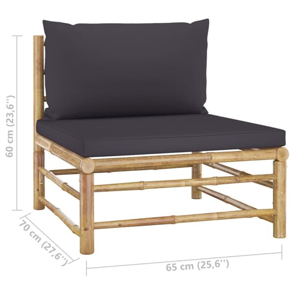 The Living Store Loungegrupp för trädgården med mörkgrå dynor 7 delar bambu - Utemöbelgrupper