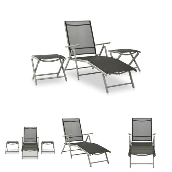 The Living Store Loungegrupp för trädgården 3 delar textilen och aluminium silver -  Utemöbelgrupper