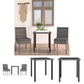 Miniatyrbild 1 av 11: The Living Store Matgrupp för trädgården 3 delar konstrotting grå -  Utemöbelgrupper