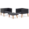Miniatyrbillede 5 af 11: The Living Store loungesæt til haven 3 dele med hynder polyrattan sort -  Havemøbelsæt