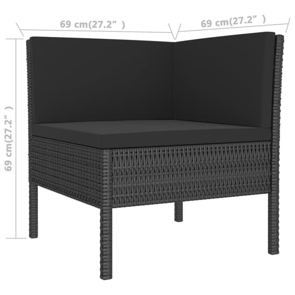 The Living Store Loungegrupp för trädgården med dynor 2 delar konstrotting svart - Utemöbelgrupper
