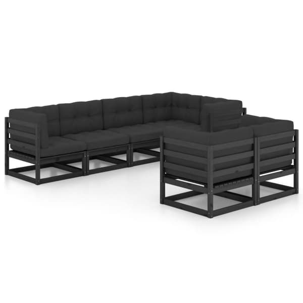 The Living Store Loungegrupp för trädgården med dynor 7 delar massiv furu -  Utemöbelgrupper