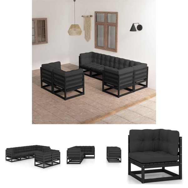 The Living Store Loungegrupp för trädgården med dynor 7 delar massiv furu - Utemöbelgrupper