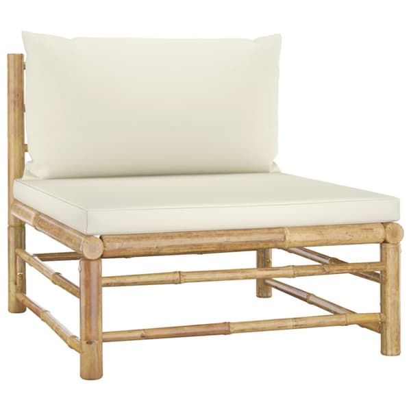 The Living Store Loungegrupp för trädgården med gräddvita dynor 6 delar bambu - Utemöbelgrupper