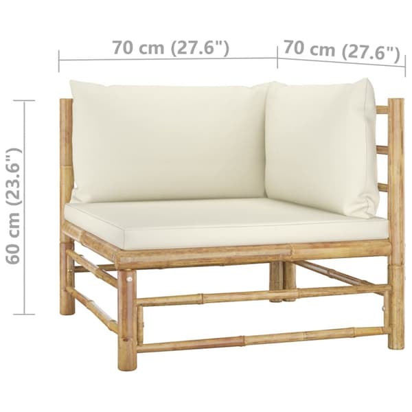 The Living Store Loungegrupp för trädgården med gräddvita dynor 6 delar bambu - Utemöbelgrupper