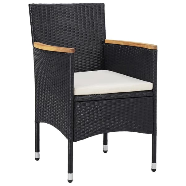 The Living Store Matgrupp för trädgården 3 delar konstrotting svart -  Utemöbelgrupper