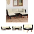 Miniatyrbillede 1 af 10: The Living Store loungesæt til haven 5 dele med hynder polyrattan sort -  Havemøbelsæt