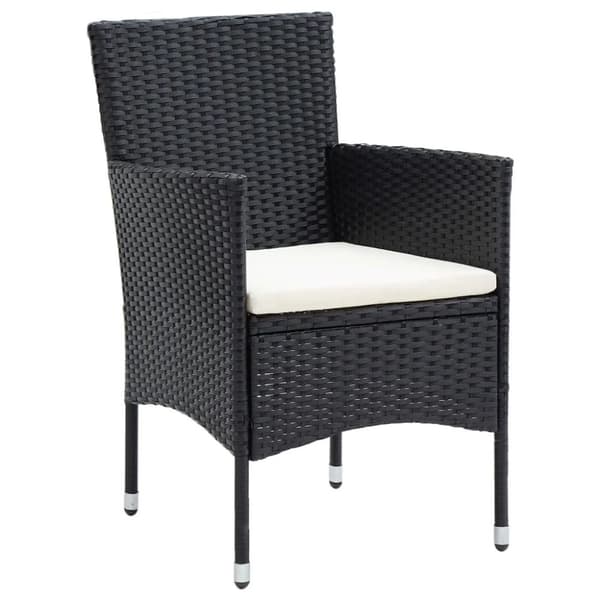 The Living Store spisebordssæt til haven 7 dele med hynder polyrattan sort - Havemøbelsæt