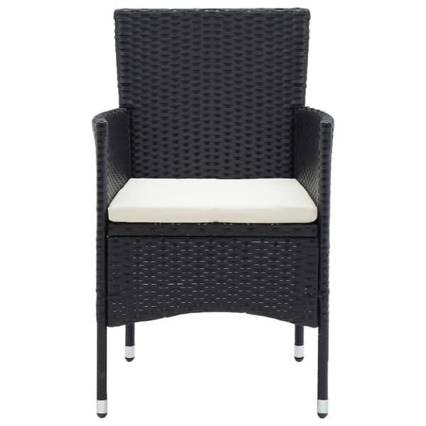 The Living Store spisebordssæt til haven 7 dele med hynder polyrattan sort - Havemøbelsæt