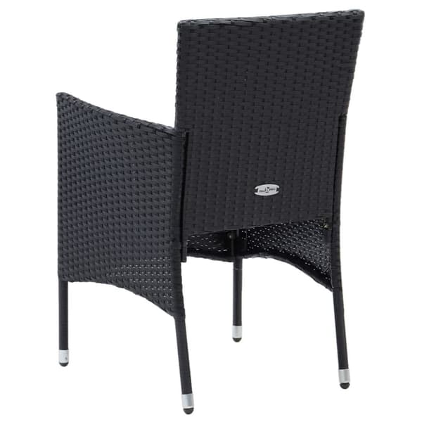 The Living Store spisebordssæt til haven 7 dele med hynder polyrattan sort - Havemøbelsæt