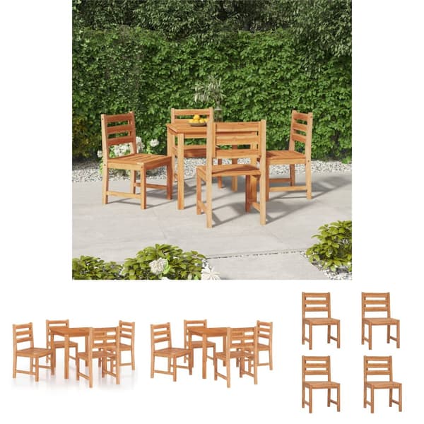 The Living Store Matgrupp för trädgården 5 delar massiv teak -  Utemöbelgrupper