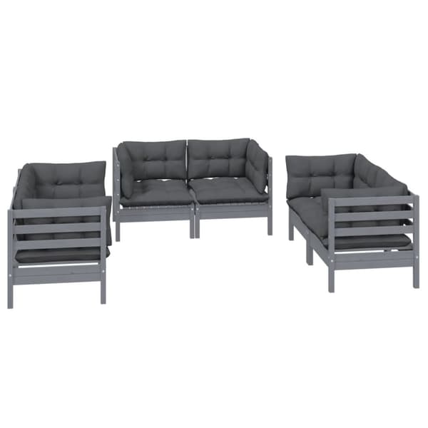 The Living Store Loungegrupp med dynor 6 delar massiv furu - Utemöbelgrupper