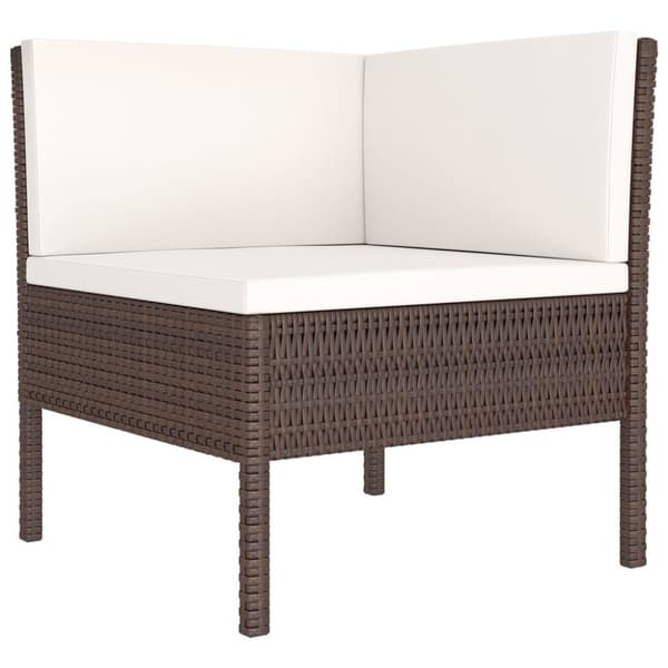 The Living Store loungesæt til haven 6 dele med hynder polyrattan brun -  Havemøbelsæt