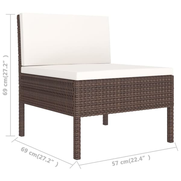 The Living Store loungesæt til haven 6 dele med hynder polyrattan brun -  Havemøbelsæt