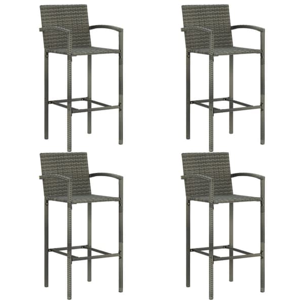 The Living Store udendørs barsæt 5 dele med armlæn polyrattan grå - Havemøbelsæt