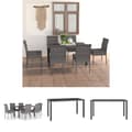 Miniatyrbillede 1 af 11: The Living Store spisebordssæt til haven 7 dele polyrattan grå -  Havemøbelsæt