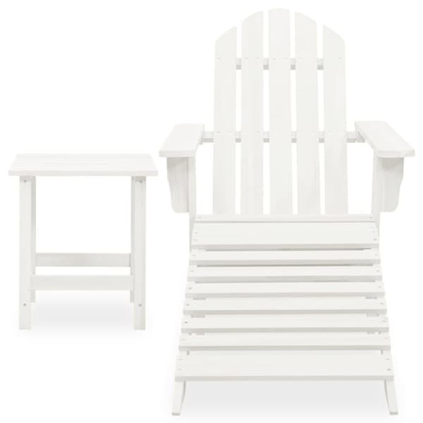 The Living Store Adirondack-havestol med fodstøtte og bord massivt grantræ hvid -  Havemøbelsæt