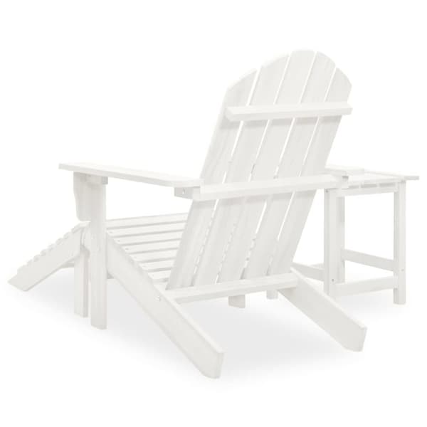 The Living Store Adirondack-havestol med fodstøtte og bord massivt grantræ hvid -  Havemøbelsæt