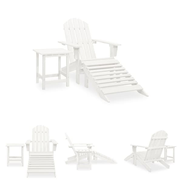 The Living Store Adirondack-havestol med fodstøtte og bord massivt grantræ hvid -  Havemøbelsæt