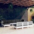 Pikkukuva 2 / 10: The Living Store 10-osainen Puutarhasohvasarja tyynyillä valkoinen mänty -  Ulkokalustesarjat