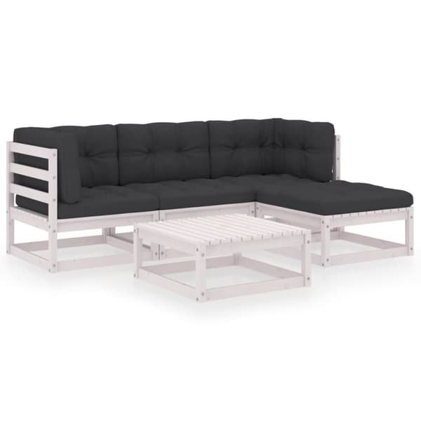 The Living Store Loungegrupp med dynor 5 delar massiv furu - Utemöbelgrupper