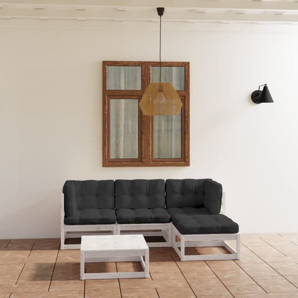 The Living Store Loungegrupp med dynor 5 delar massiv furu -  Utemöbelgrupper