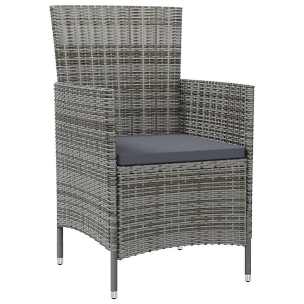 The Living Store udendørs spisebordssæt 3 dele med hynder polyrattan grå - Havemøbelsæt
