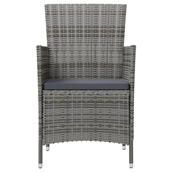 The Living Store udendørs spisebordssæt 3 dele med hynder polyrattan grå - Havemøbelsæt