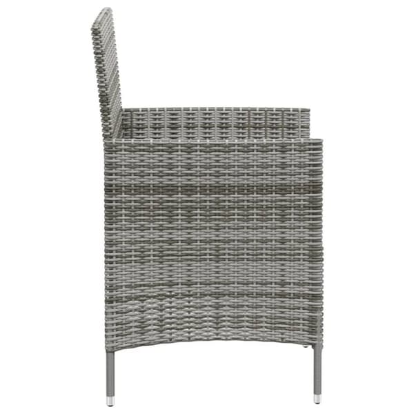 The Living Store udendørs spisebordssæt 3 dele med hynder polyrattan grå - Havemøbelsæt