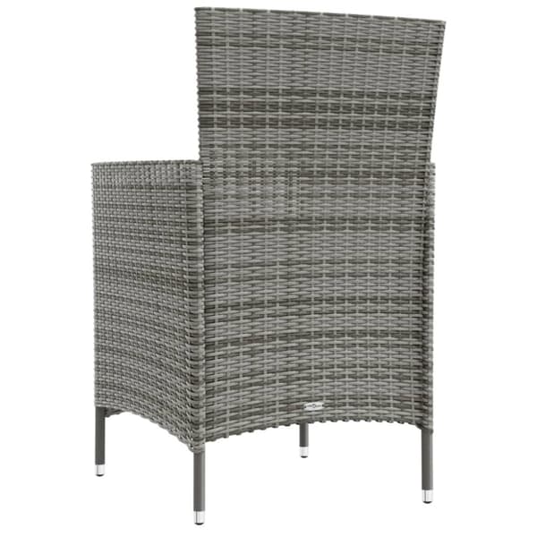 The Living Store udendørs spisebordssæt 3 dele med hynder polyrattan grå - Havemøbelsæt