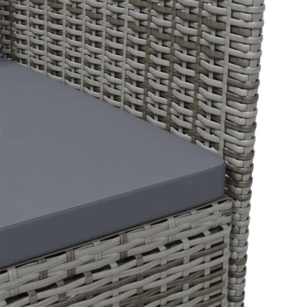 The Living Store udendørs spisebordssæt 3 dele med hynder polyrattan grå - Havemøbelsæt