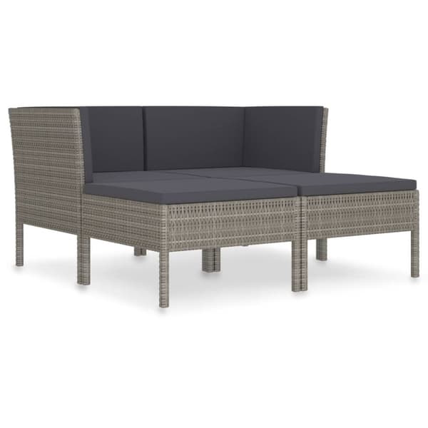 The Living Store loungesæt til haven 4 dele med hynder polyrattan grå -  Havemøbelsæt