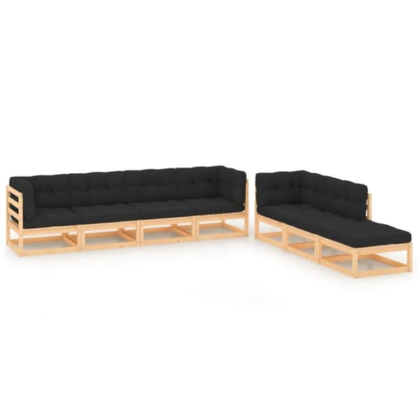 The Living Store Loungegrupp för trädgården med dynor 7 delar massiv furu -  Utemöbelgrupper