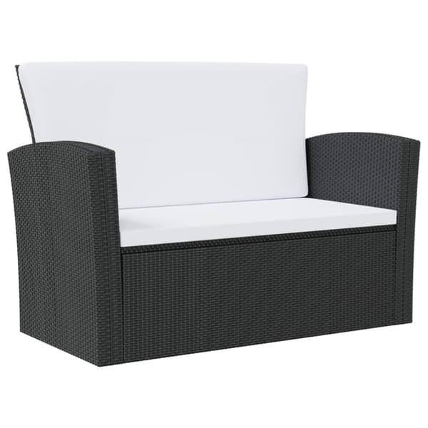 The Living Store Loungegrupp med dynor 16 delar konstrotting svart - Utemöbelgrupper