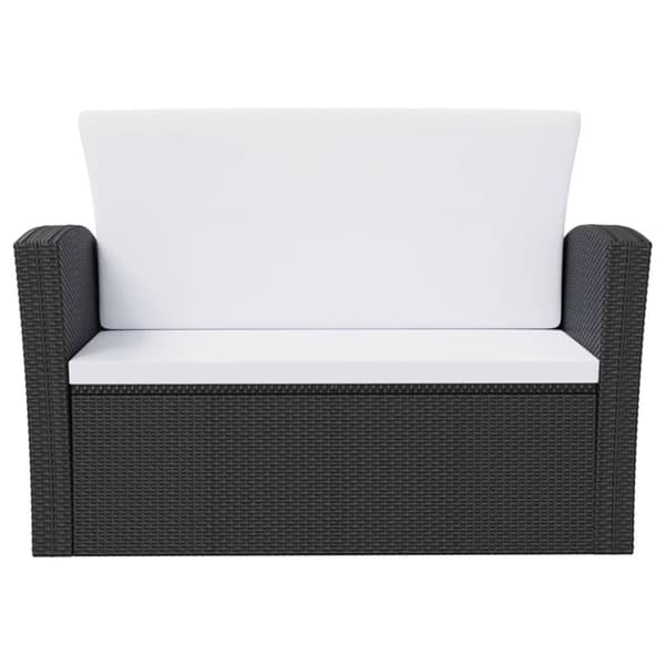 The Living Store Loungegrupp med dynor 16 delar konstrotting svart -  Utemöbelgrupper
