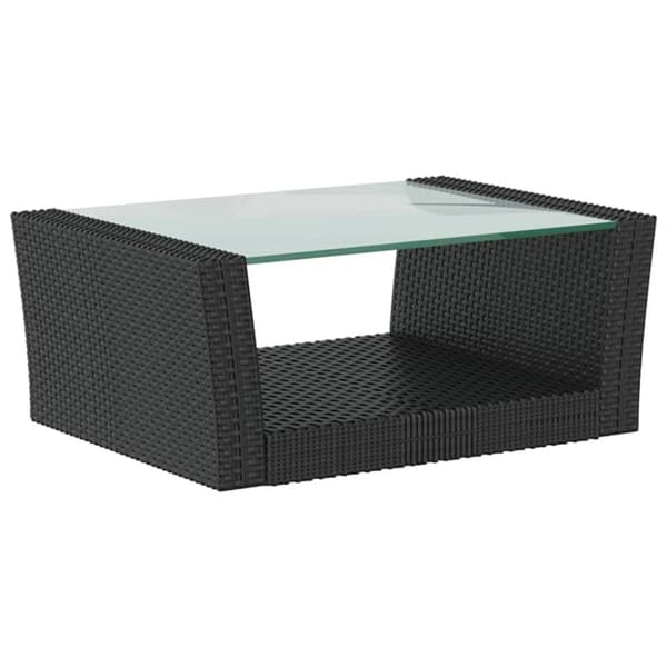 The Living Store Loungegrupp med dynor 16 delar konstrotting svart -  Utemöbelgrupper