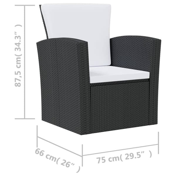 The Living Store Loungegrupp med dynor 16 delar konstrotting svart -  Utemöbelgrupper