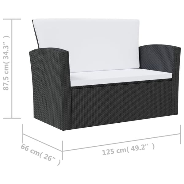 The Living Store Loungegrupp med dynor 16 delar konstrotting svart -  Utemöbelgrupper