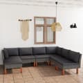 Miniatyrbillede 2 af 10: The Living Store loungesæt til haven 7 dele med hynder polyrattan grå -  Havemøbelsæt