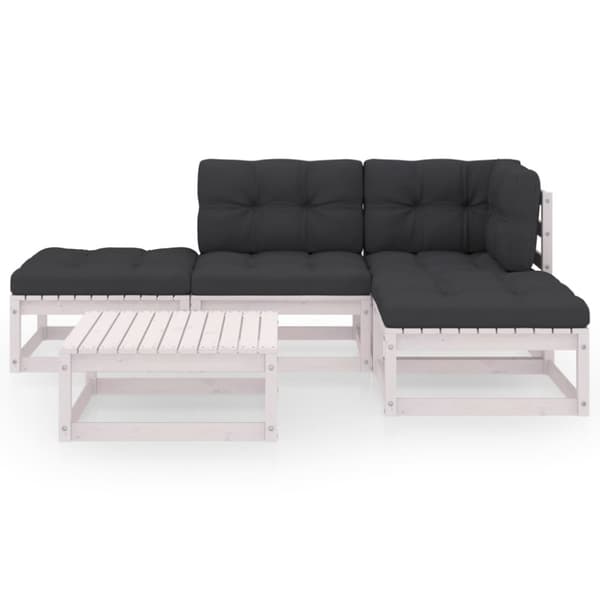 The Living Store Loungegrupp med dynor 5 delar massiv furu -  Utemöbelgrupper