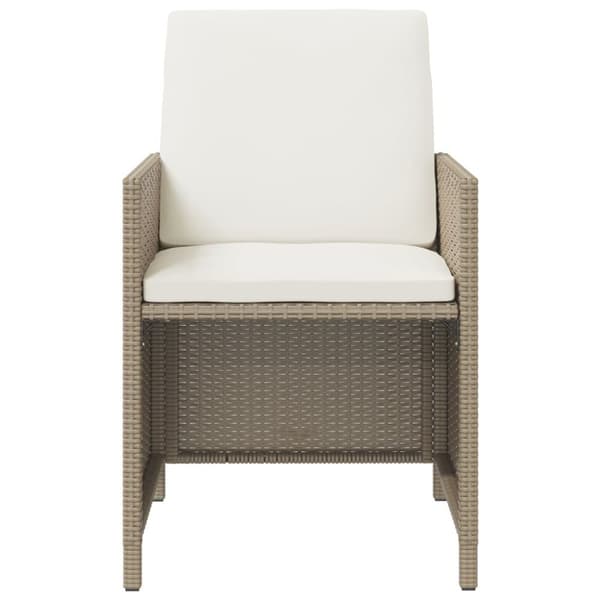 The Living Store spisebordssæt til haven 9 dele med hynder polyrattan beige -  Havemøbelsæt