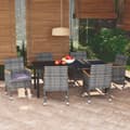 Miniatyrbillede 2 af 11: The Living Store spisebordssæt til haven 7 dele med hynder polyrattan grå -  Havemøbelsæt