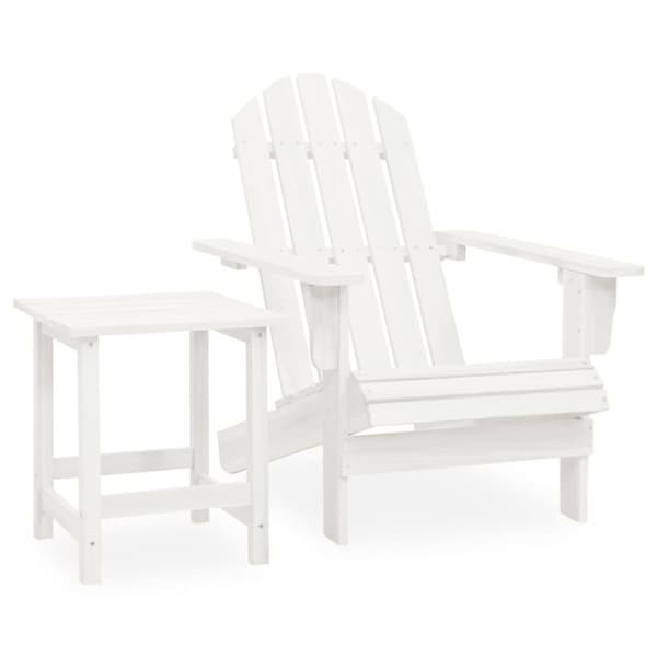 The Living Store Adirondack-havestol med bord massivt grantræ hvid -  Havemøbelsæt