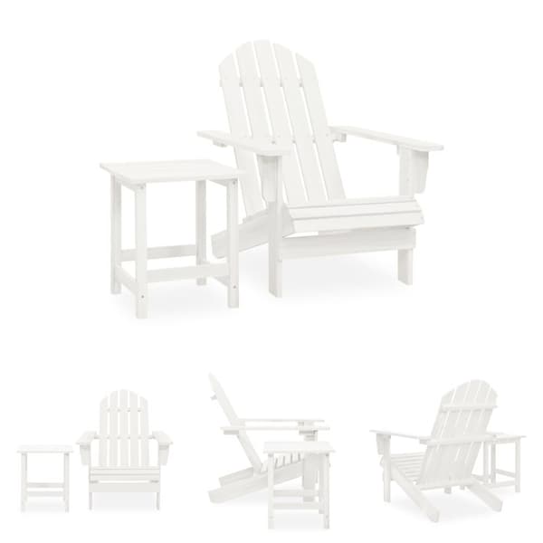 The Living Store Adirondack-havestol med bord massivt grantræ hvid -  Havemøbelsæt