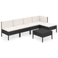Miniatyrbillede 3 af 11: The Living Store loungesæt til haven 6 dele med hynder polyrattan sort -  Havemøbelsæt