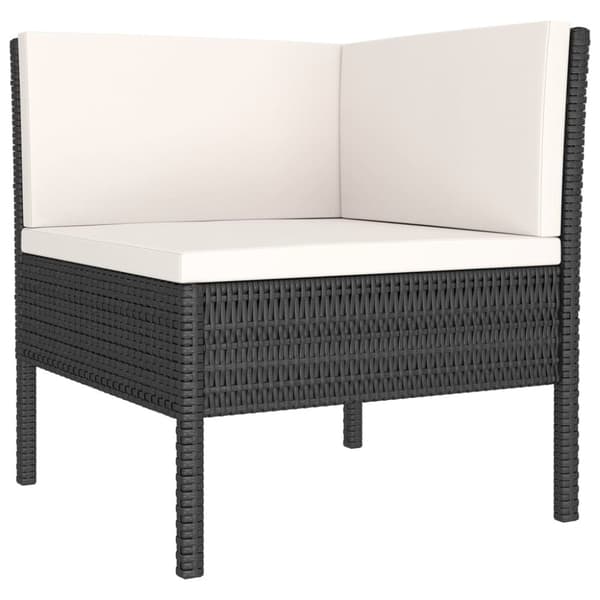 The Living Store loungesæt til haven 6 dele med hynder polyrattan sort - Havemøbelsæt