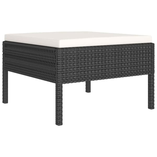 The Living Store loungesæt til haven 6 dele med hynder polyrattan sort -  Havemøbelsæt