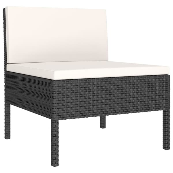 The Living Store loungesæt til haven 6 dele med hynder polyrattan sort - Havemøbelsæt
